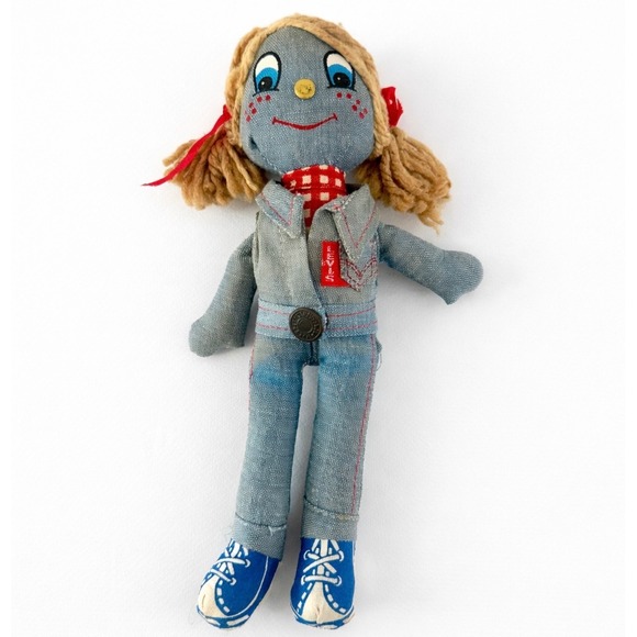 Levi's Other - Vintage Levi Strauss Denim Rag Doll 1970s Advertising Red Tab Blonde Hair Plush